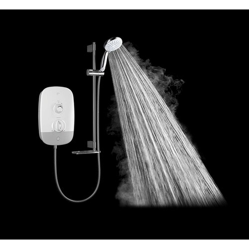 Meta Power Shower with Adjustable Shower Head Mira Showers Chrome,White