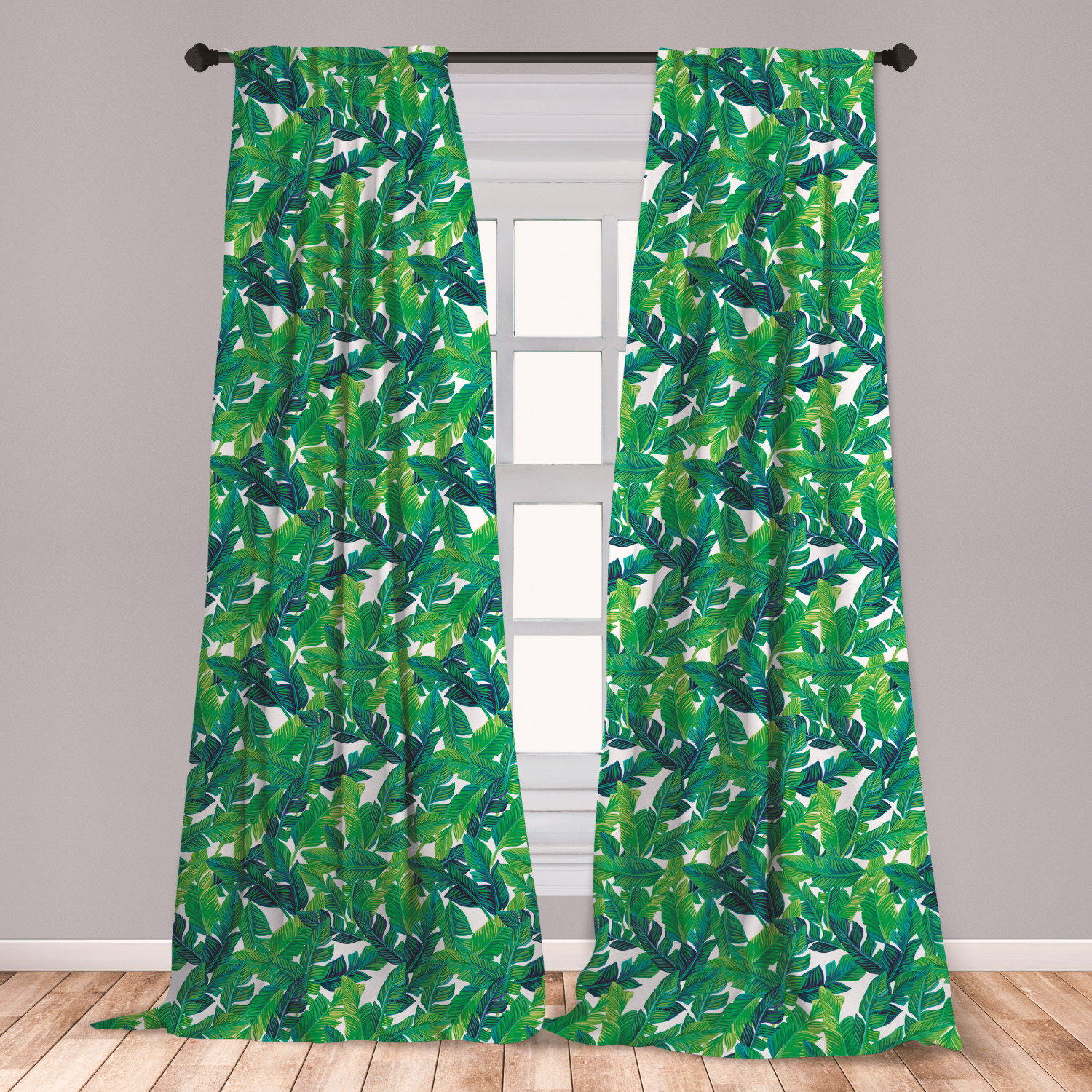 East Urban Home Ambesonne Banana Leaf Window Curtains Lush Green