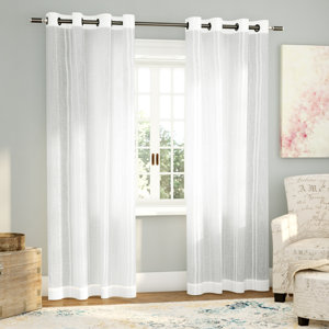Paulin Striped Sheer Grommet Curtain Panels (Set of 2)