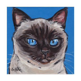 Winston Porter Cat Siamese On Blue Acrylic Painting Print On