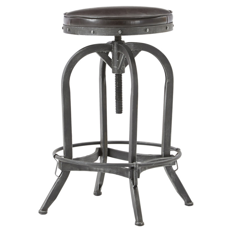 Adjustable Height Swivel Bar Stool. Industrial Farmhouse Style on Hello Lovely!