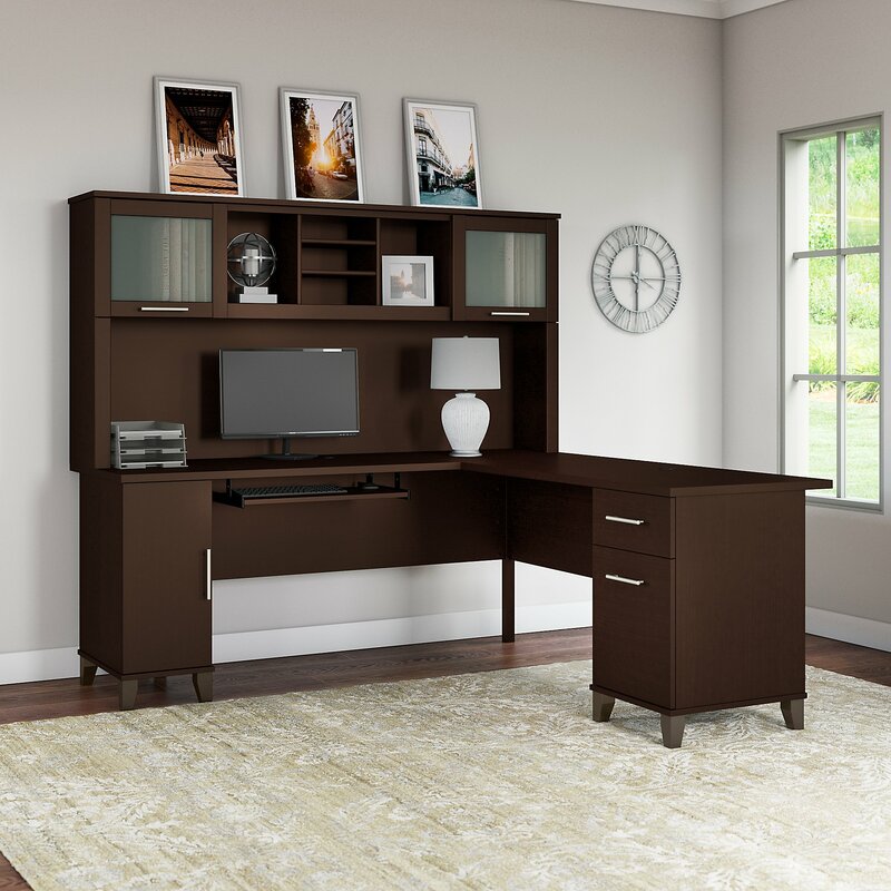 Latitude Run Kittle Somerset Reversible L-Shaped Desk with Hutch ...