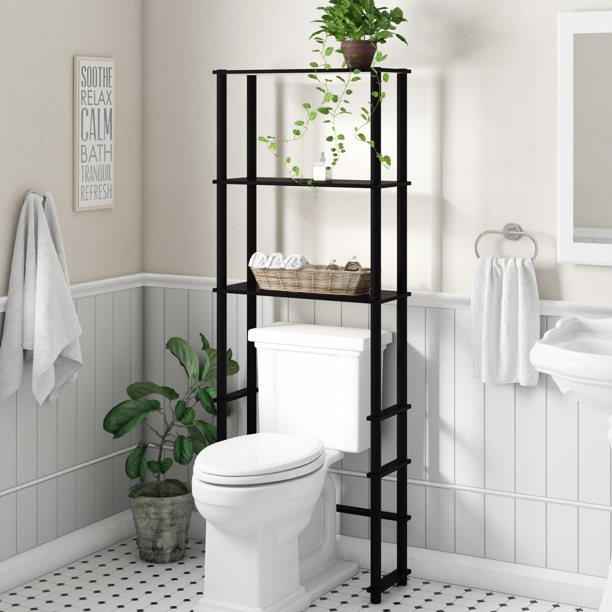 Ebern Designs Anoka 23 62 W X 64 57 H 9 05 D Over The Toilet Ebern Designs Anoka 23 62 W X 64 57 H