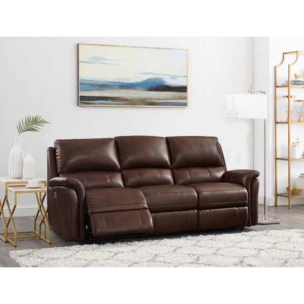 Genie Leather Reclining Sofa By Winston Porter