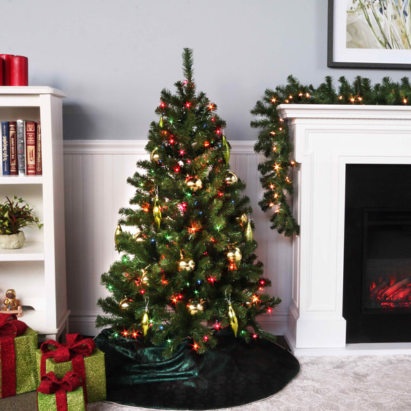 Three Posts™ Customizable Christmas Tree &amp; Garland Set Spruce with Multicolor Lights &amp; Reviews