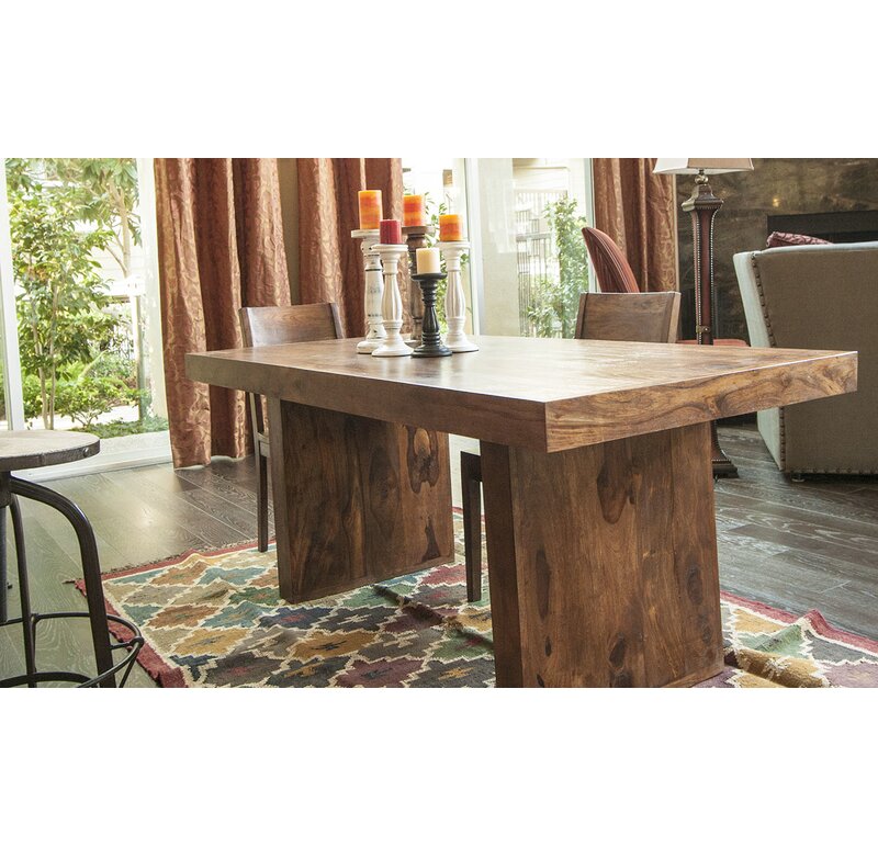 Union Rustic Lusby Sheesham Wood Solid Wood Dining Table Wayfair