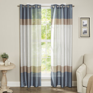 Homewood Striped Semi-Sheer Grommet Curtain Panels (Set of 2)