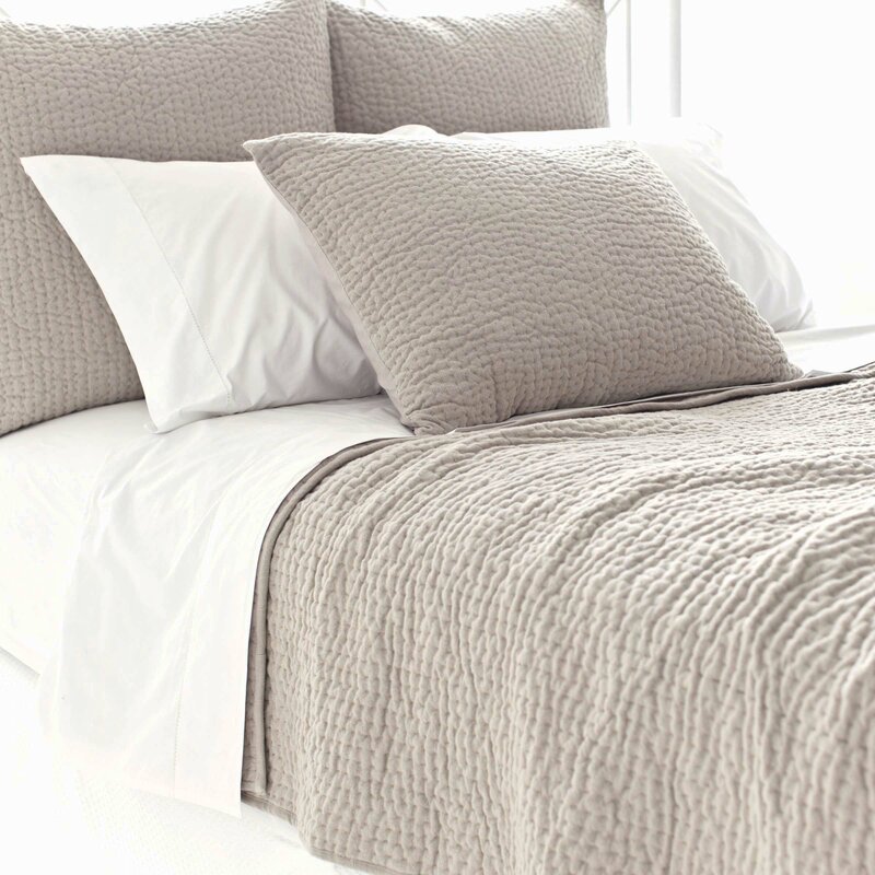 Seychelles Cotton Quilt is a luxuriously sumptuous high quality bedding option for your bedroom. #linenquilt #bedding #bedroomdecor #pineconehill #frenchcountry #homedecor