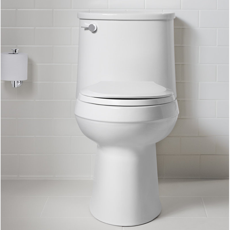 Kohler Adair Comfort Height One Piece Elongated 1 28 Gpf Toilet With Aquapiston Flushing Technology And Left Hand Trip Lever Reviews Wayfair Ca