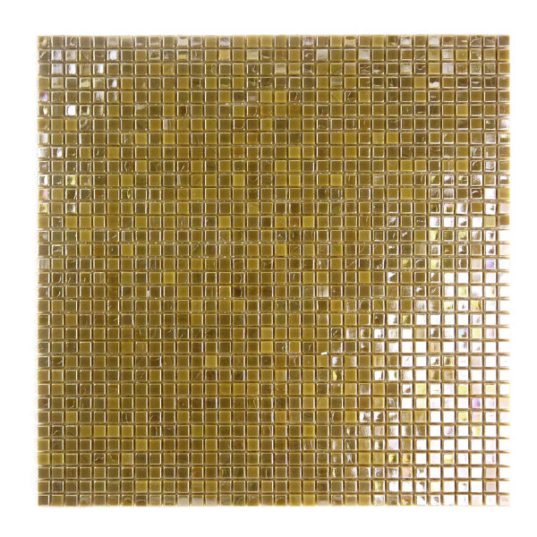 Galaxy Straight 0.31 x 0.31 Glass Mosaic Tile in Glazed Brushed gold by Abolos