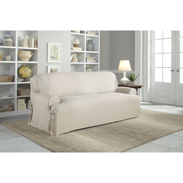 Cotton Duck T-Cushion Sofa Slipcover by Serta