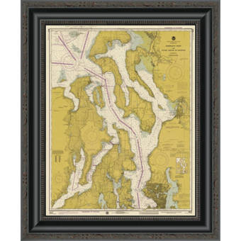 East Urban Home Nautical Chart Admiralty Inlet And Puget Sound To Seattle Ca 1975 Sepia Tinted Framed Print Wayfair