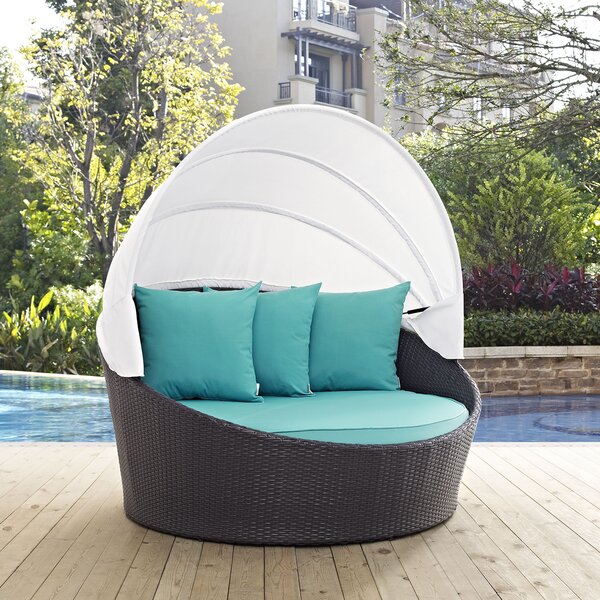 Ryele Canopy Outdoor Patio Daybed with Cushions by Latitude Run