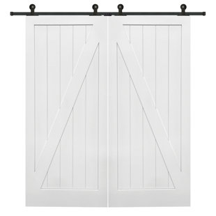 Sliding Barn Door Vanity Wayfair Double Stile And Rail Z Planked Mdf 2 Panel Interior Barn Door With Hardware Set Of