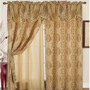 Anderle Jacquard Double Nature/Floral Semi-Sheer Rod Pocket Curtain Panel