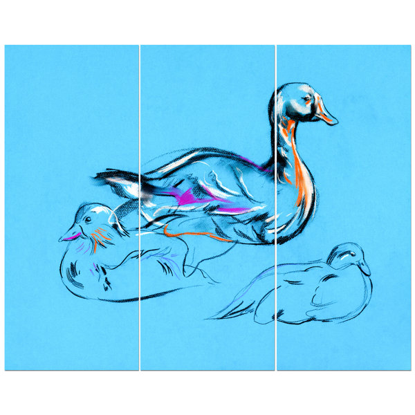 East Urban Home Animals Duck Painting Oil Painting Print Multi
