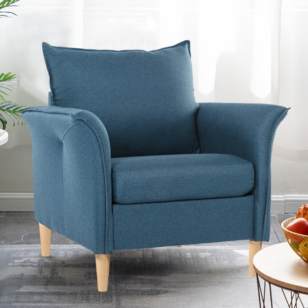 comfy blue armchair