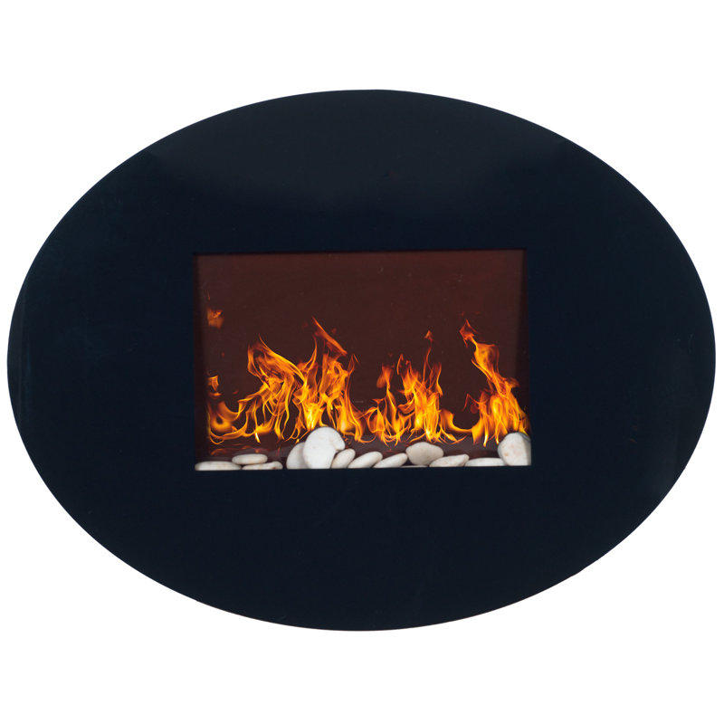 Orren Ellis Carreno Oval Wall Mounted Electric Fireplace Wayfair