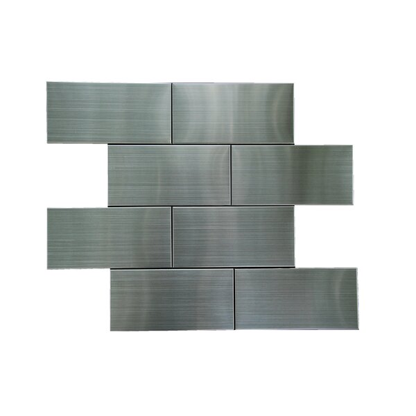 Flat 3 x 6 Metal Subway Tile in Silver by Luxsurface