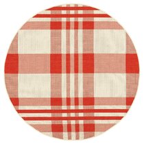 Tartan Check Collection Area Runner Circle Rug Christmas Plaid Green Area Rug Round Rugs 5ft Carpets Kids Living Room Bedroom Indoor Outdoor Nursery Rugs Décor Non-Slip 