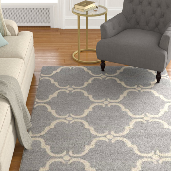 Cambridge Tufted Wool Dark Gray/Ivory Area Rug by Darby Home Co
