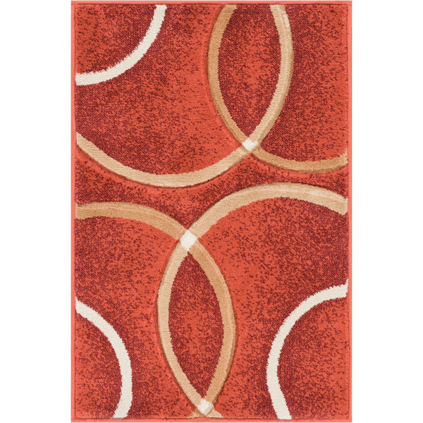 Bernard Chester Circles Modern Geometric Orange Area Rug by Orren Ellis