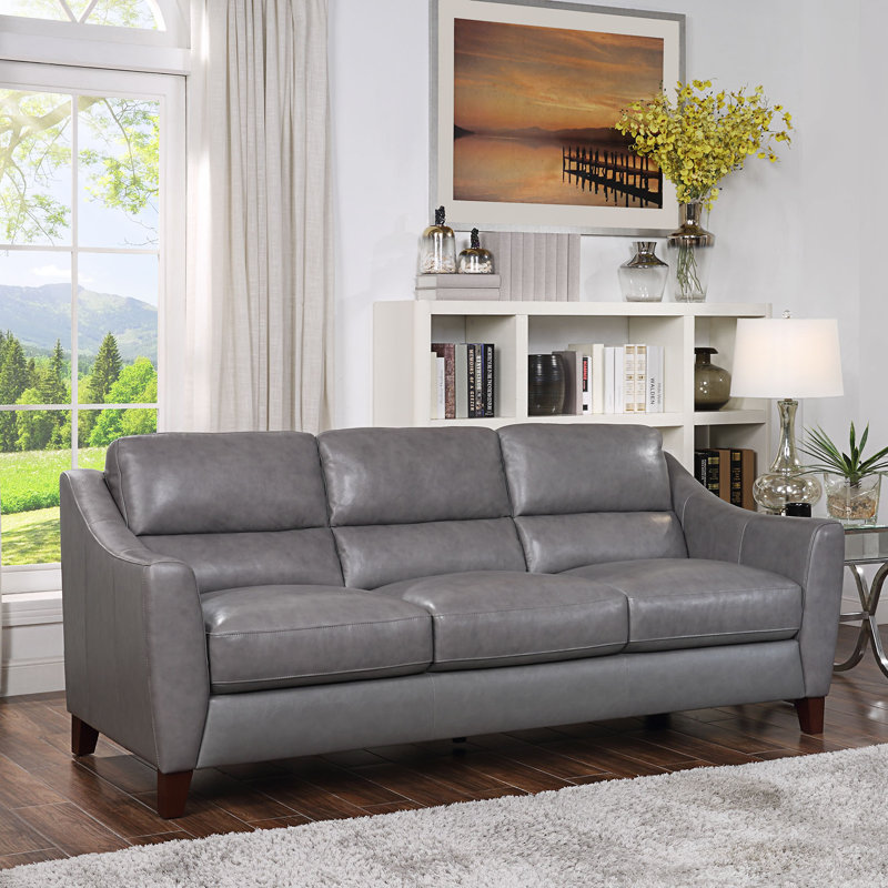 Red Barrel Studio Preciado Genuine Leather 86 Square Arm Sofa Preciado Genuine Leather