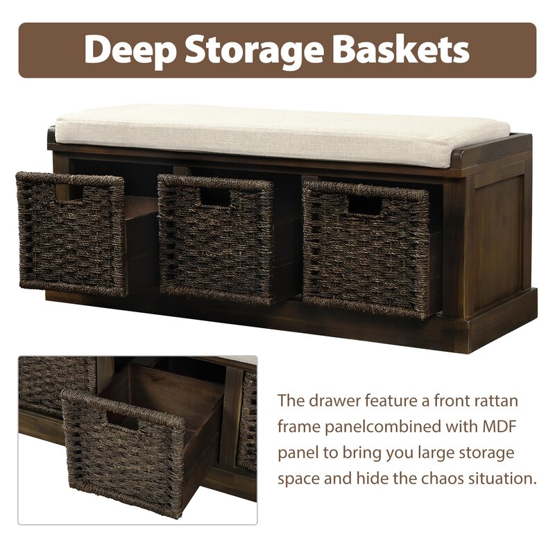Foundry Select Rustic Storage Bench With 3 Removable Classic