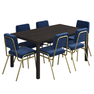 Memphis 7 Piece Dining Set Novogratz Chair Color Blue Table Color