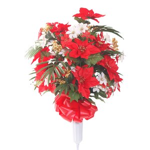 Signature Round Poinsettia Floral Vase Arrangement