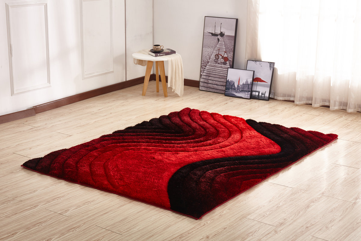 Orren Ellis Kleiber Shaggy 3D Red/Black Area Rug & Reviews | Wayfair.ca