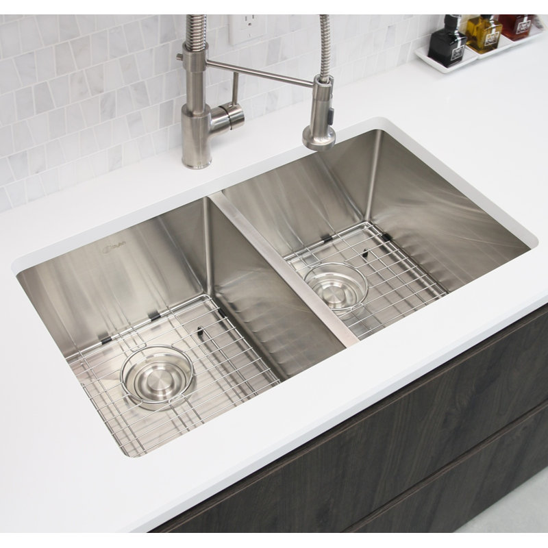Stylish Evier De Cuisine Encastre A Double Vasque De L 28 Po X L