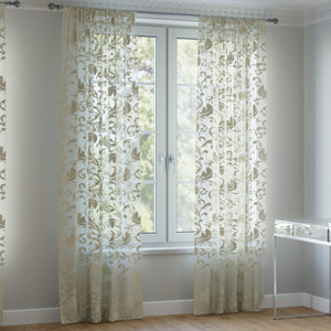 Massima Geometric Semi-Sheer Rod Pocket Single Curtain Panel