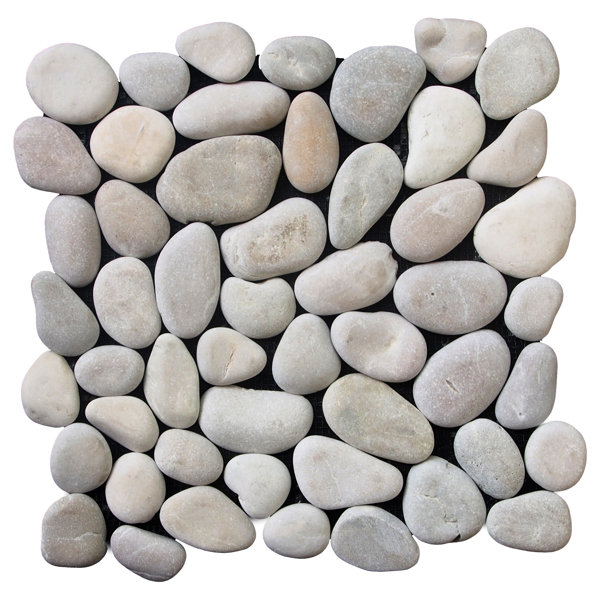 Classic Pebble Random Sized Natural Stone Pebble Tile in Tan by Pebble Tile