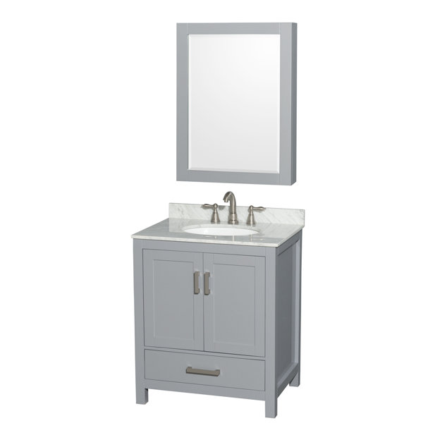 Sheffield 30 Single Gray Bathroom Vanity Set with Medicine Cabinet by Wyndham Collection