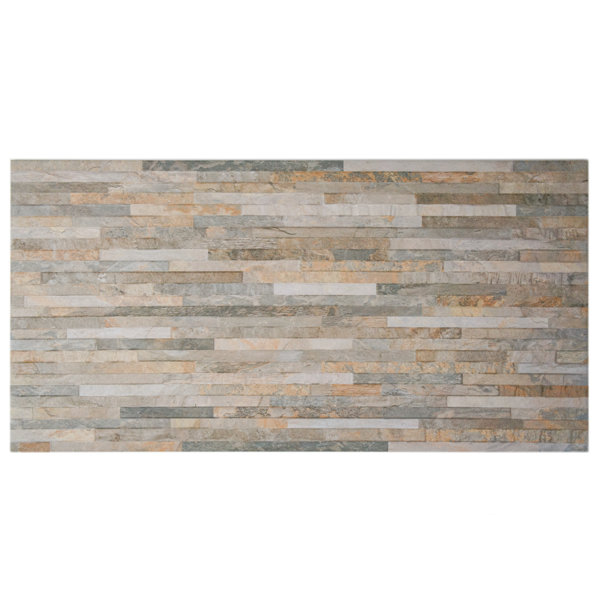 Muro Arriba 12.5 x 24.5 Porcelain Splitface Tile in Ochre by EliteTile