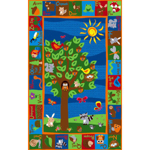 Forest Animal Alphabet Multi Colored Area Rug