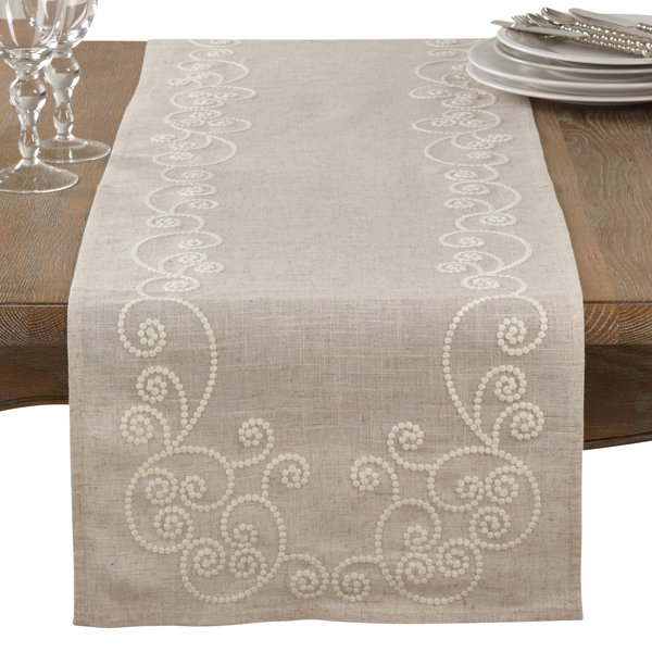 Arik Embroidered Swirl Table Runner by One Allium Way