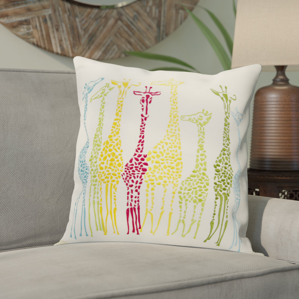 Bloomsbury Market Ponce De Leon Giraffe Outdoor Throw Pillow