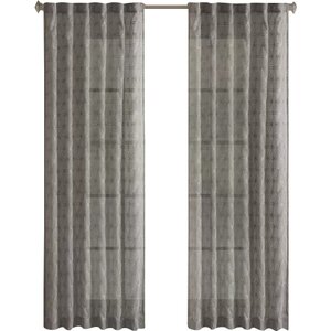 Laurie Nature/Floral Sheer Rod Pocket Single Curtain Panel