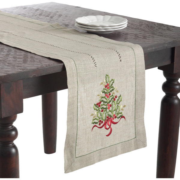 Christmas Tree Design Embroidered Runner by The Holiday Aisle