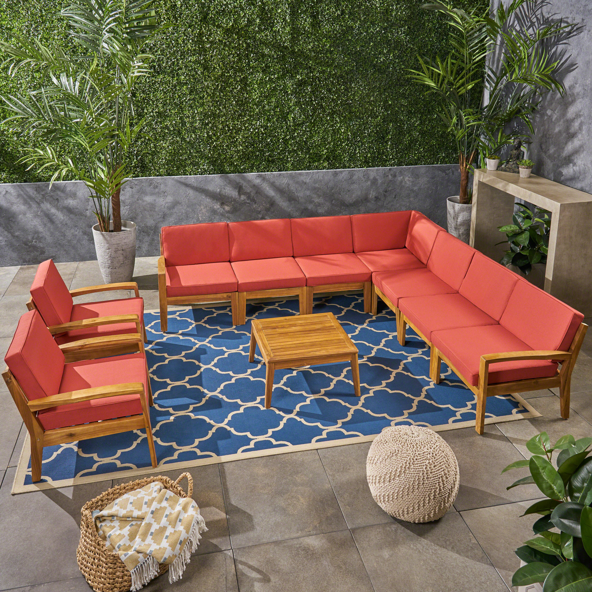 Longs Tides Watson Outdoor 9 Piece Sectional Seating Group Longs Tides Watson Outdoor 9 Piece