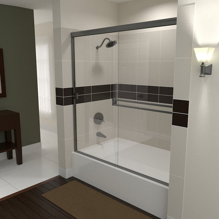 Arizona Shower Door 56 X 55 Bypass Semi Frameless Tub Door Wayfair