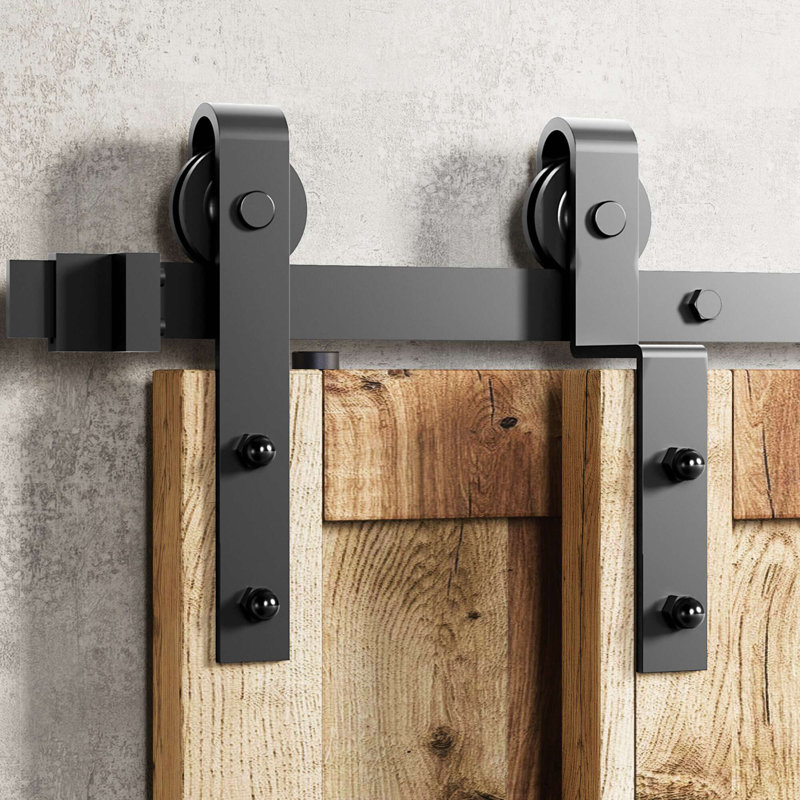 Homacer Classic Design Single Bypass Barn Door Hardware Kit
