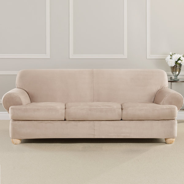 Ultimate Heavyweight Stretch Suede T-Cushion Sofa Slipcover By Sure Fit