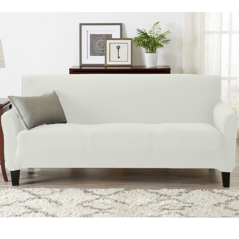 Winston Porter Super Soft Jersey Knit Box Cushion Sofa Slipcover Winston Porter Super Soft Jersey Knit