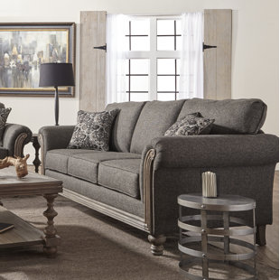 Exposed Wood Frame Sofa Wayfair Hubbert Contemporary Textured Fabric Wood Frame Standard Sofa