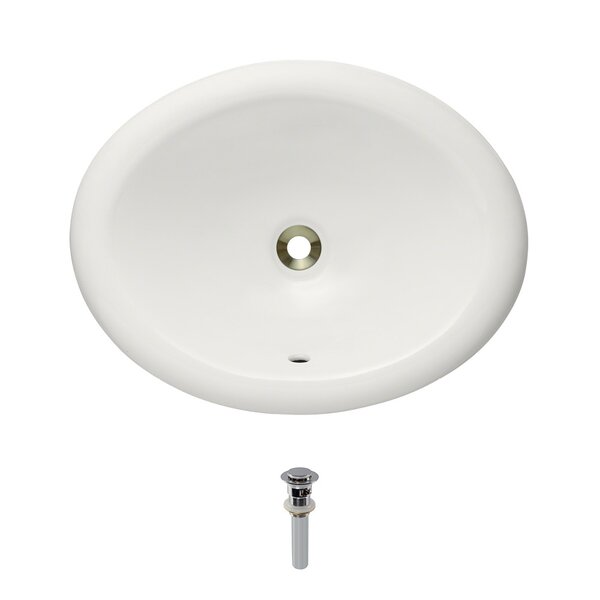 Vitreous China Oval Drop-In Bathroom Sink with Overflow with Drain Assembly by MR Direct