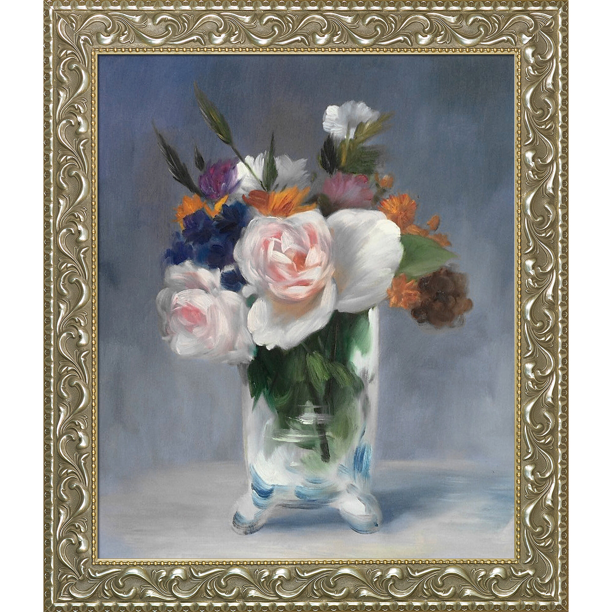 Tori Home Flowers In A Crystal Vase By Edouard Manet Framed