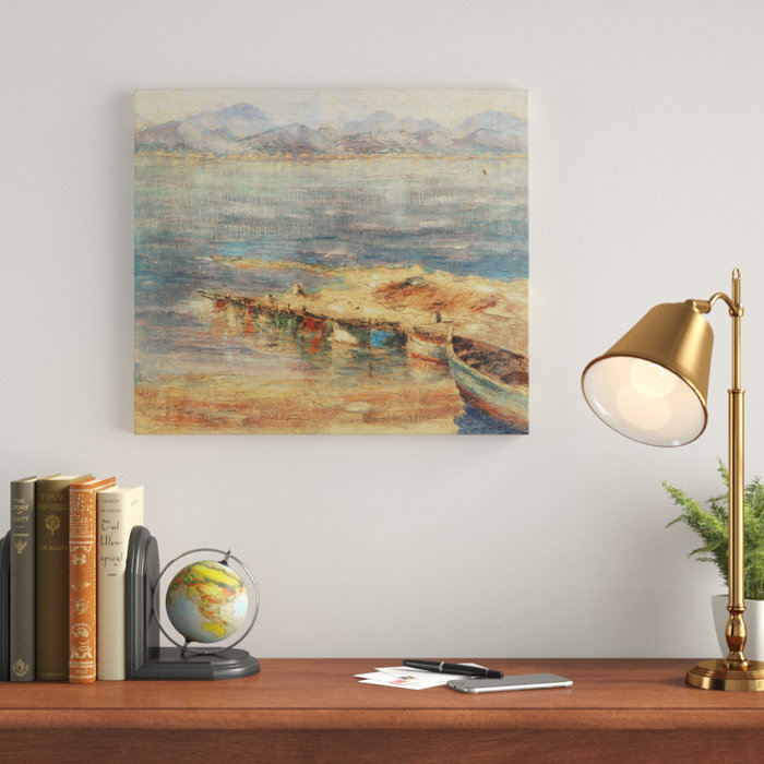 Charlton Home Vintage Reproduction Boats Along Seashore Wall